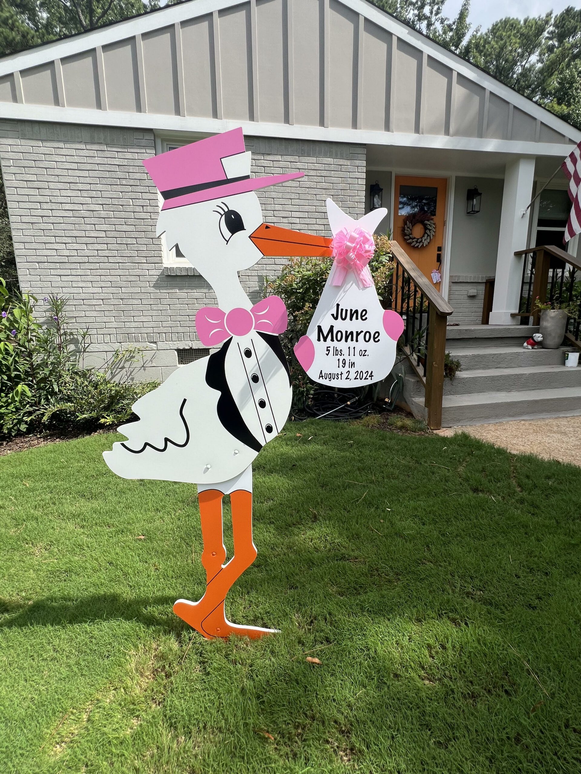 Birth Announcement Stork Sign in Smyrna, GA