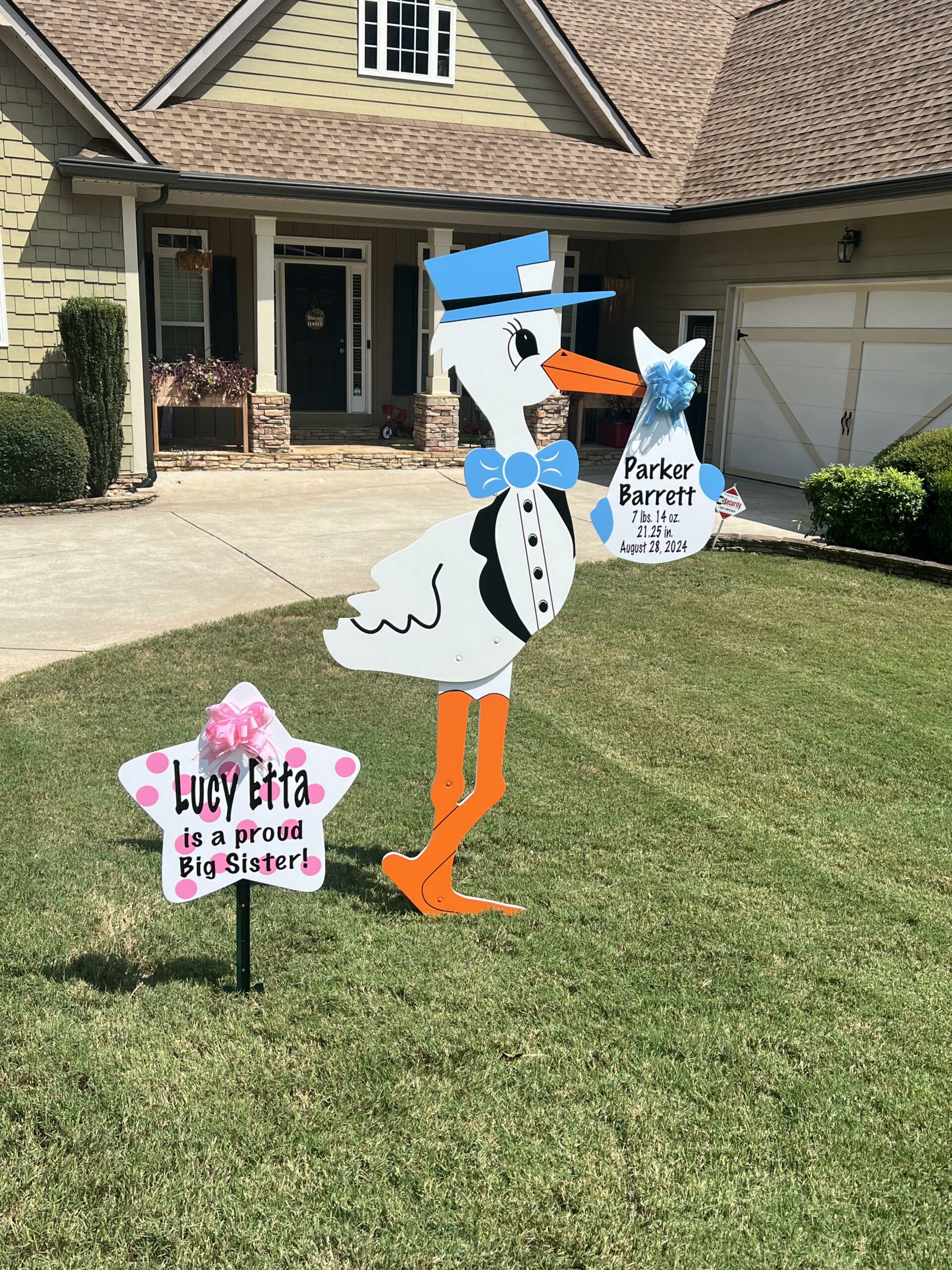 Birth Announcement Stork Sign in Coweta County, GA