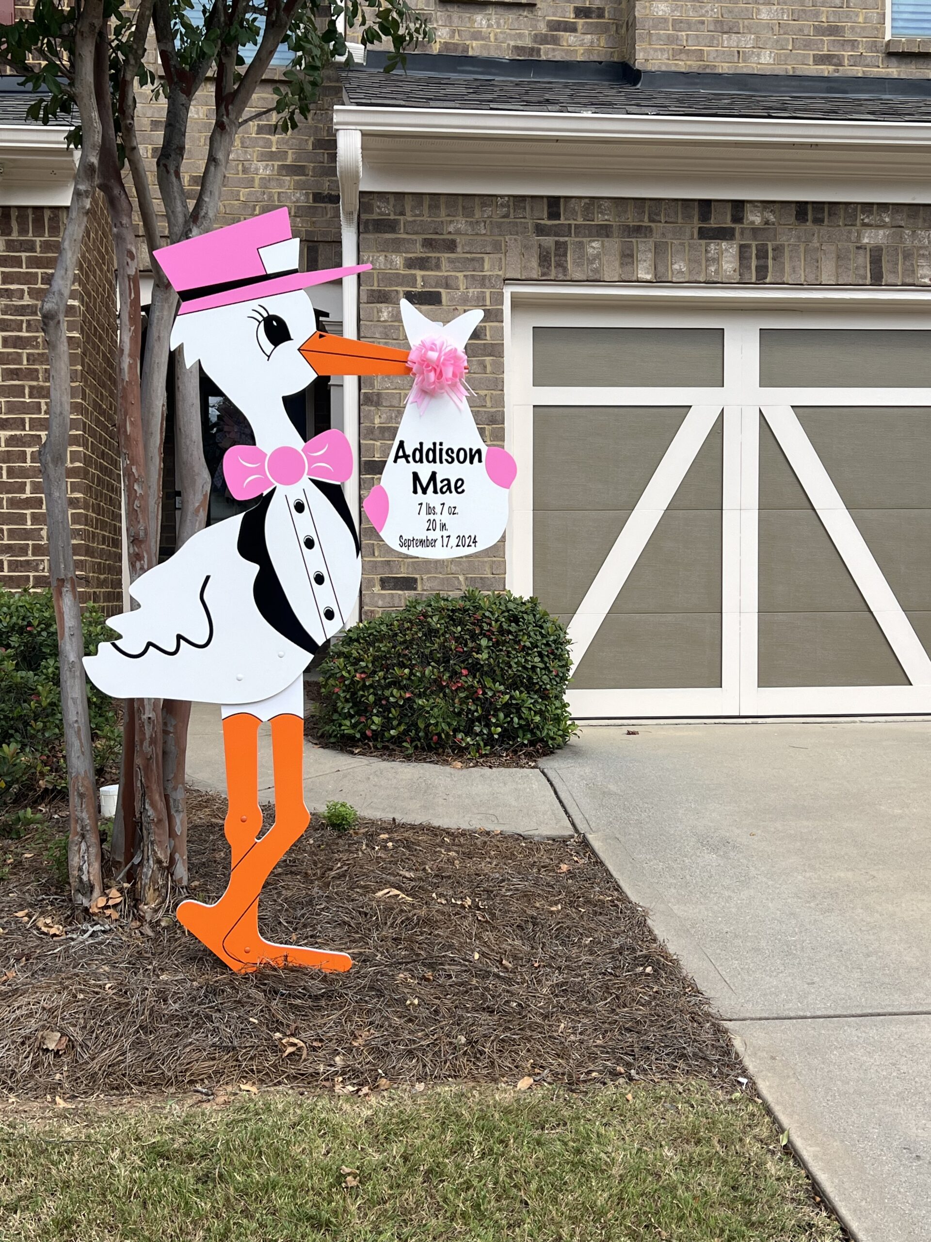 Birth Announcement Stork Sign in Suwanee, GA