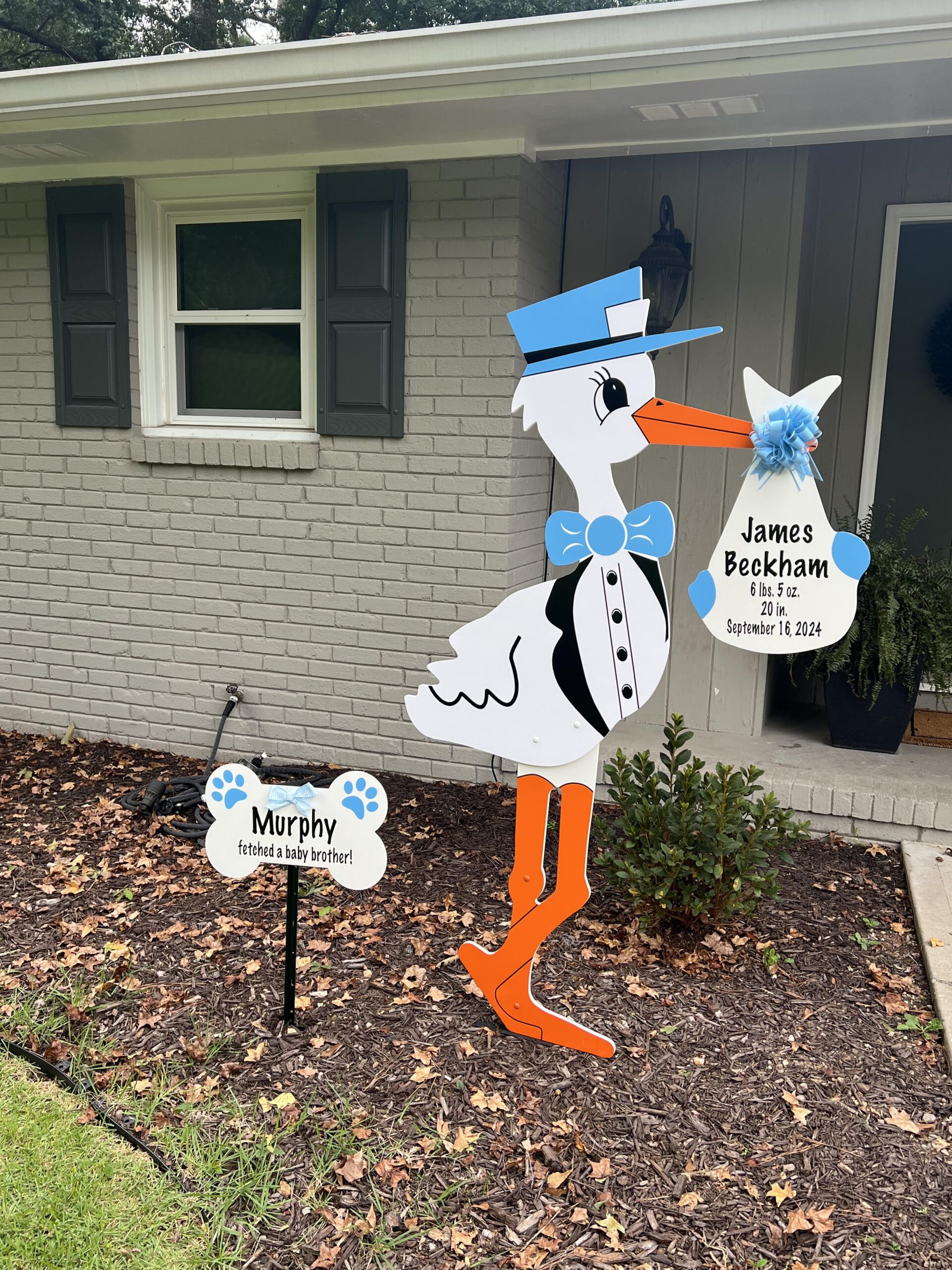 Birth Announcement Stork Sign in Sandy Springs, GA