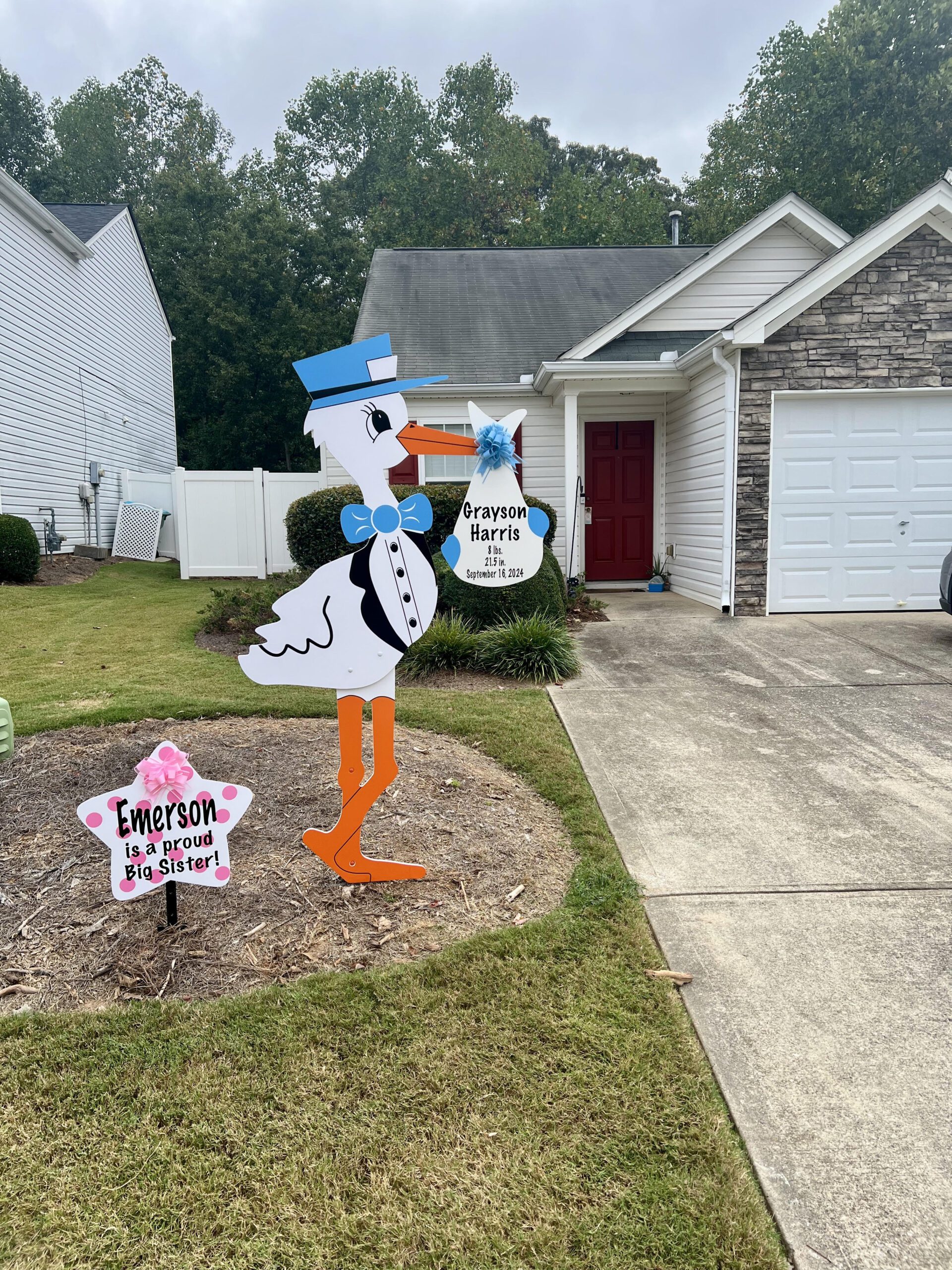 Birth Announcement Stork Sign in Canton, GA