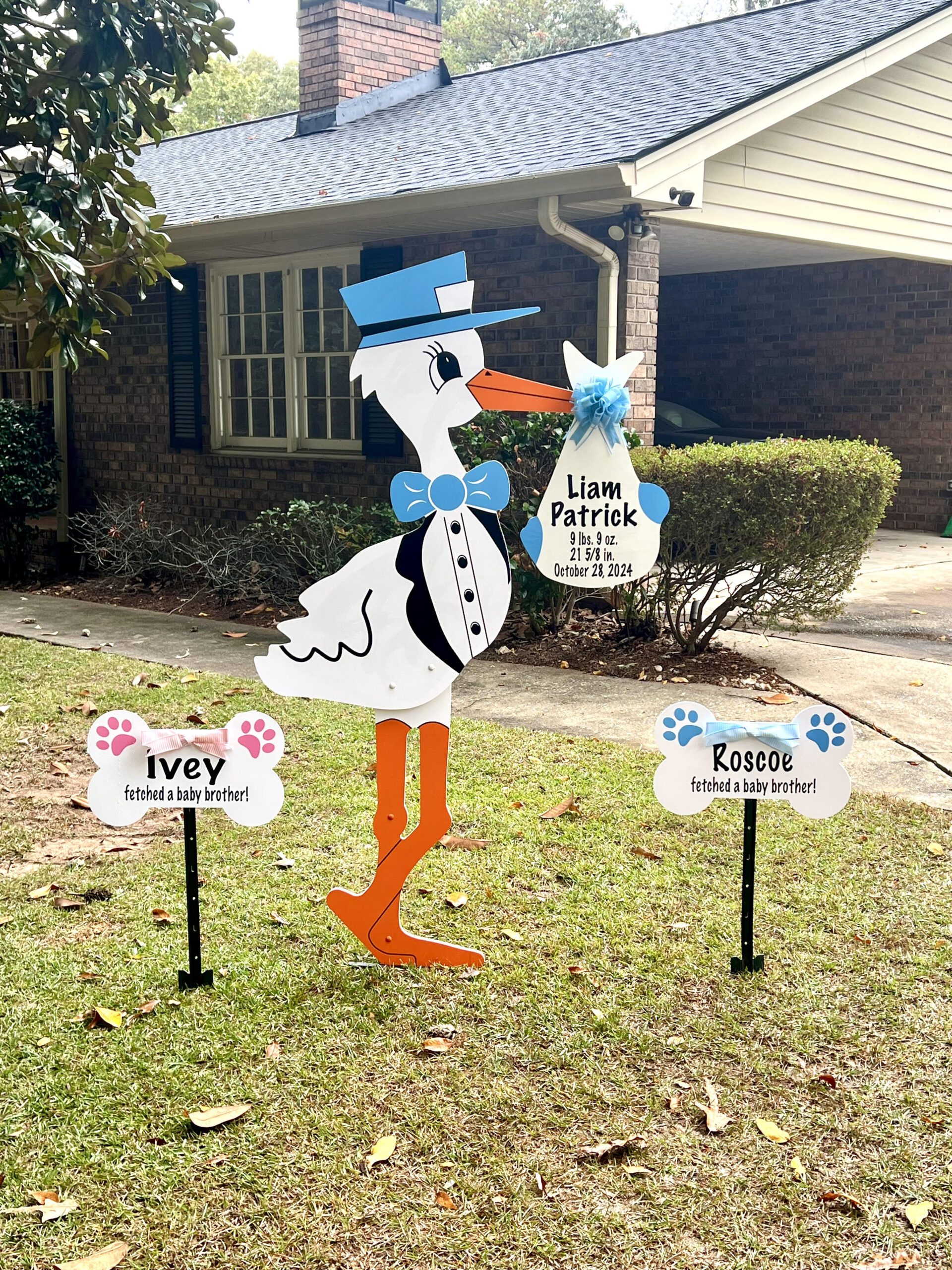 Birth Announcement Stork Sign in Roswell, GA