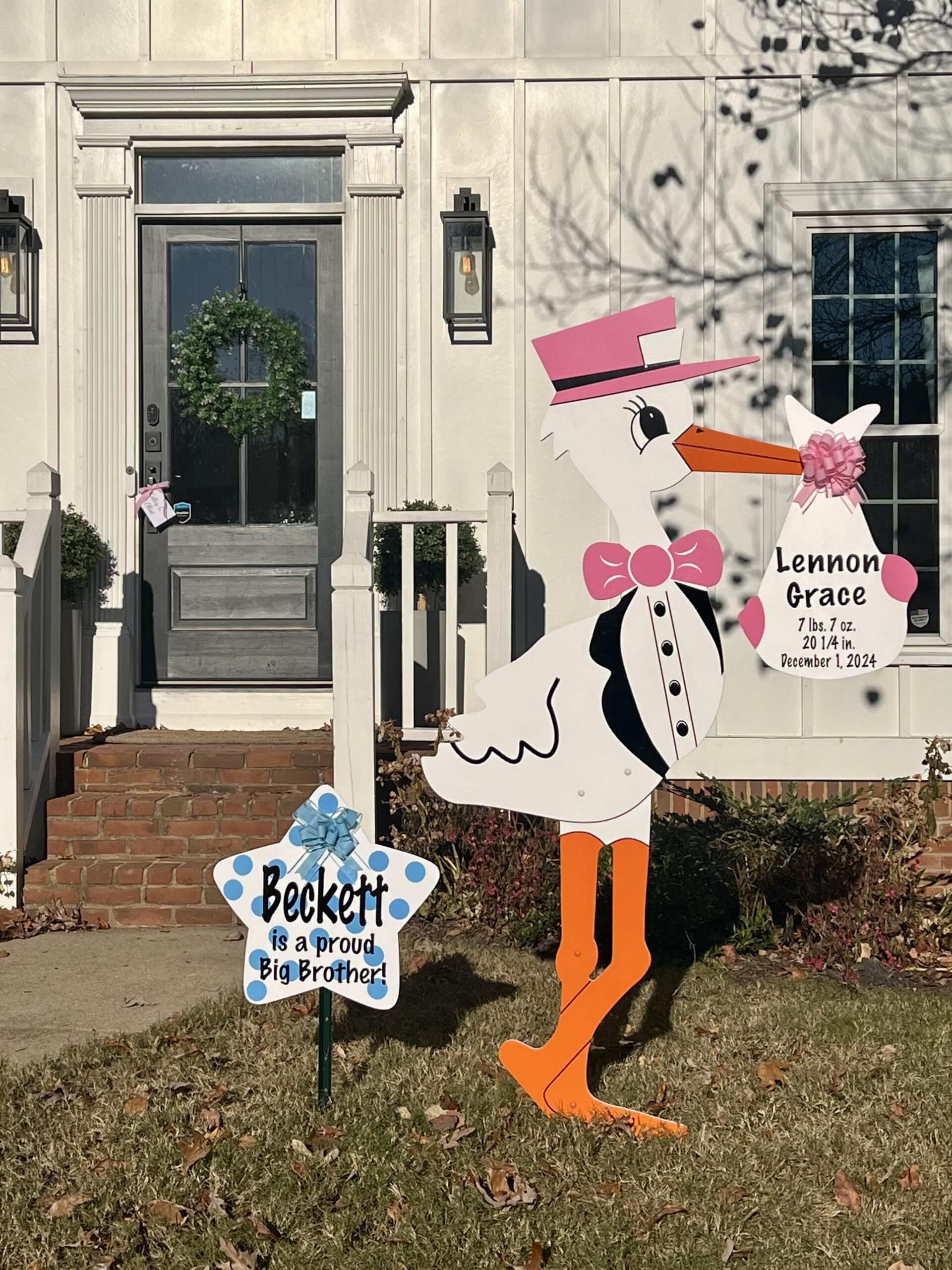 Birth Announcement Stork Sign in Roswell, GA